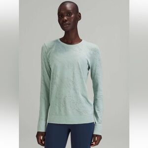 Lululemon Swiftly Relaxed Long Sleeve Painted Camo Silver Blue/Sheer 10